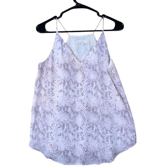 LOFT Womens Blouse Pink White Purple Snakeskin Lined V Neck Tank Small - Picture 1 of 13
